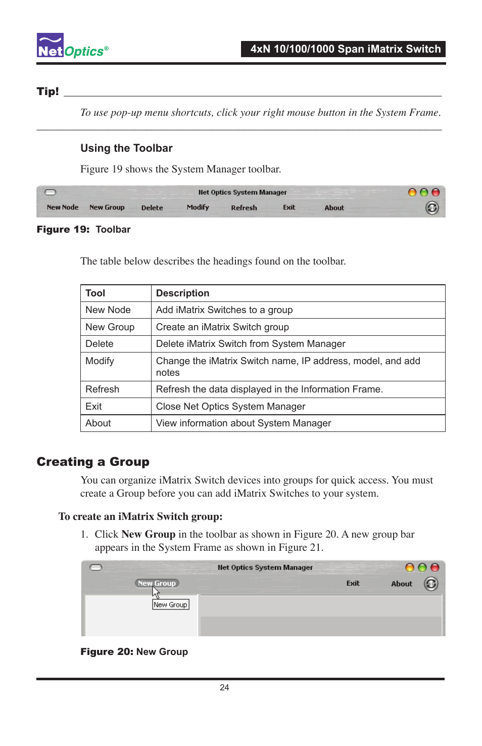 Creating a group | Net Optics 4xN1000 User Manual | Page 28 / 44