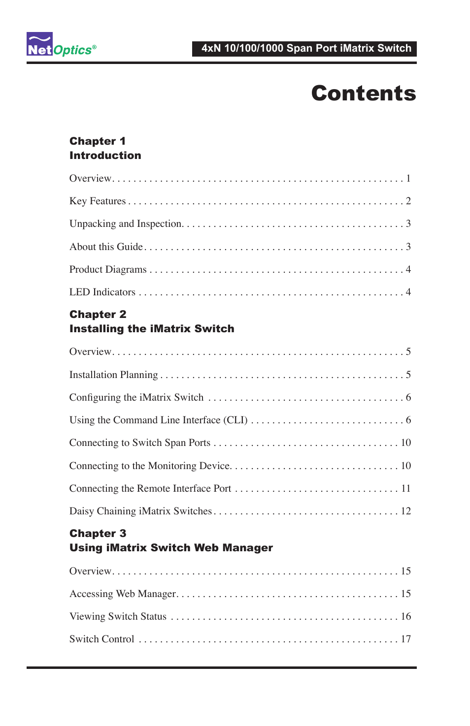 Net Optics 4xN1000 User Manual | Page 3 / 44