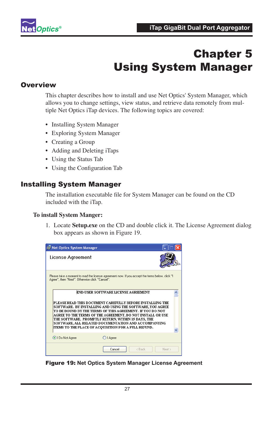 Chapter 5 using system manager | Net Optics 96547iTP User Manual | Page 31 / 52