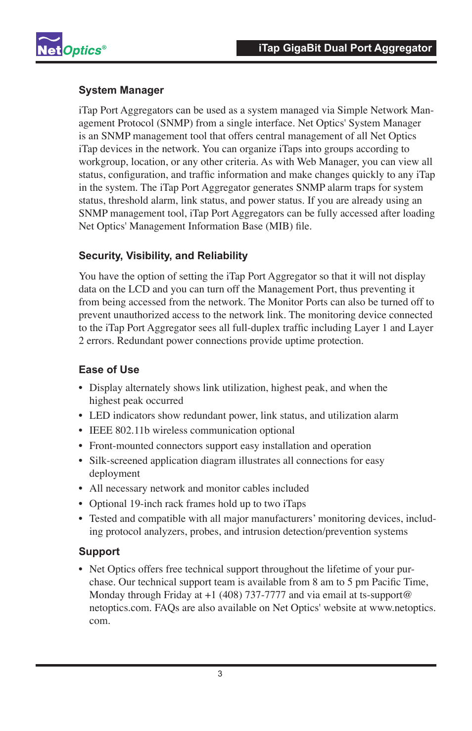 Net Optics 96547iTP User Manual | Page 7 / 52