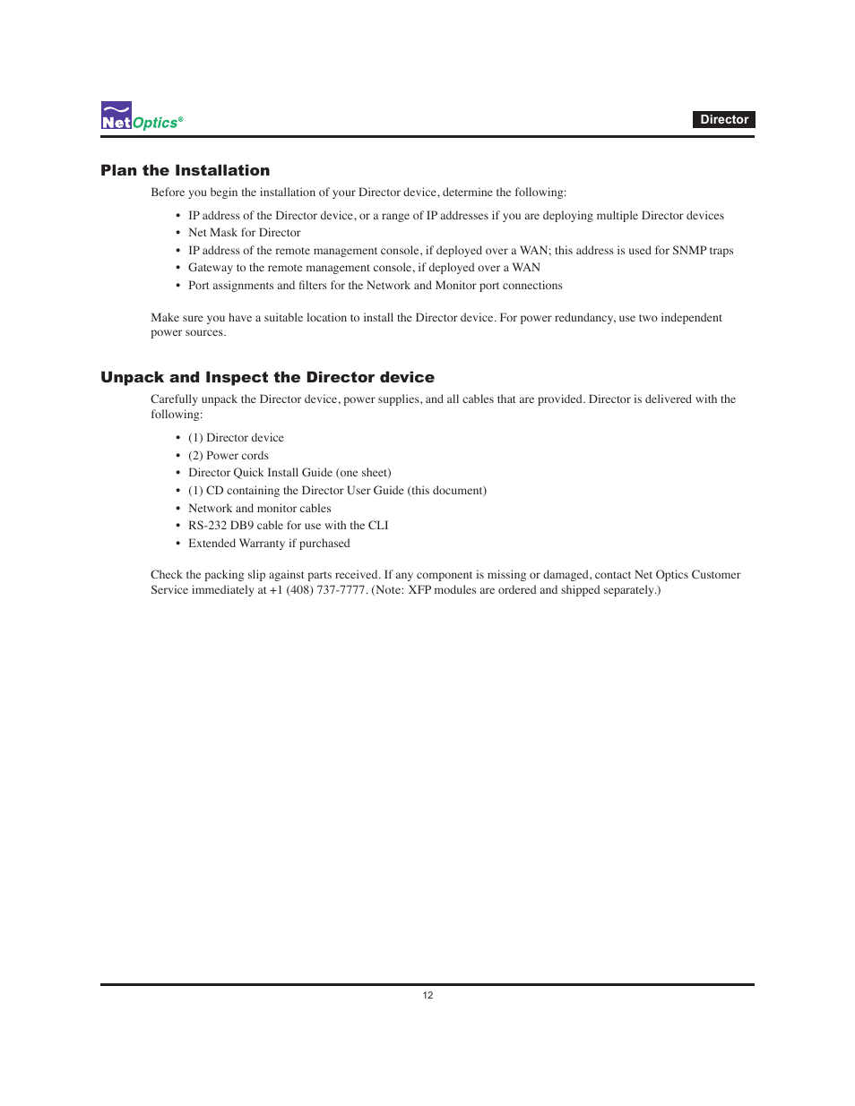 Net Optics Director User Manual | Page 16 / 59