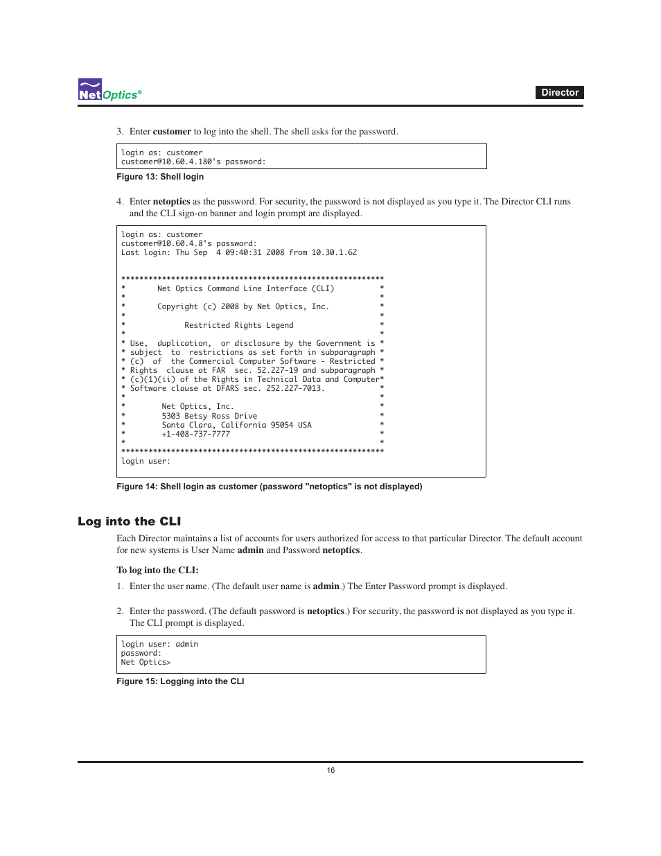 Log into the cli | Net Optics Director User Manual | Page 20 / 59