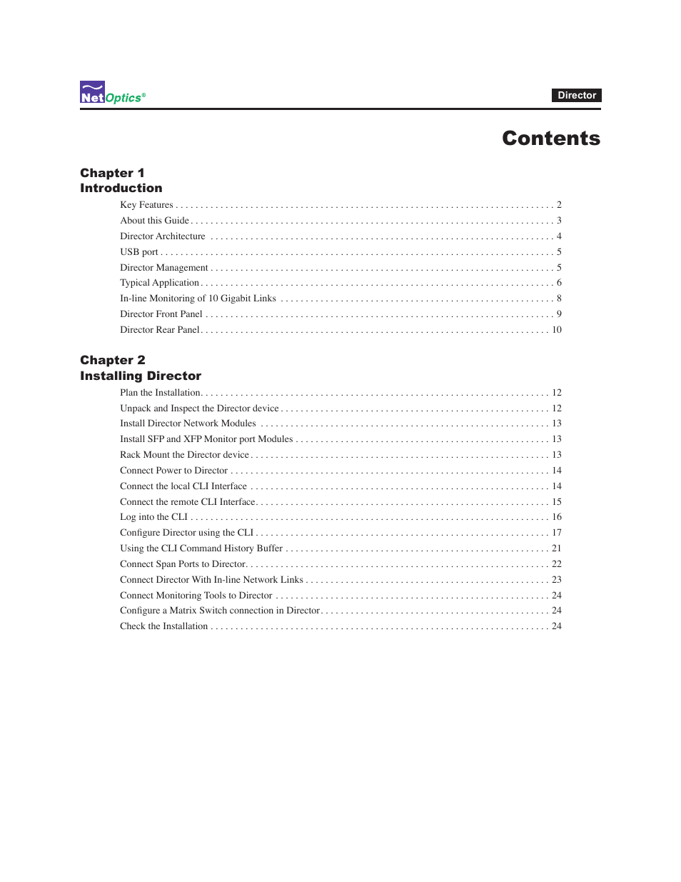 Net Optics Director User Manual | Page 3 / 59