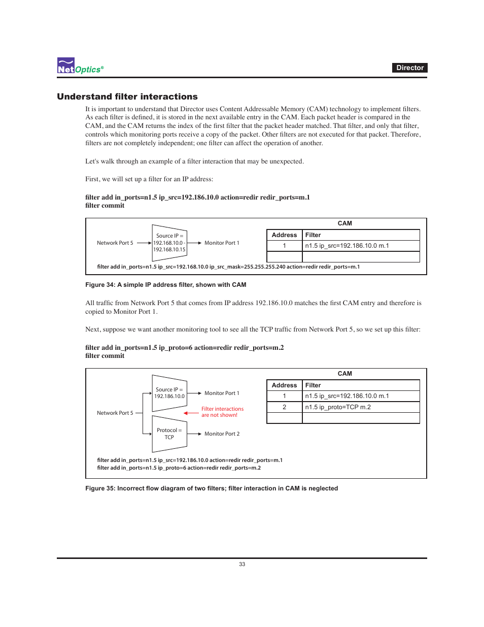 Understand filter interactions | Net Optics Director User Manual | Page 37 / 59