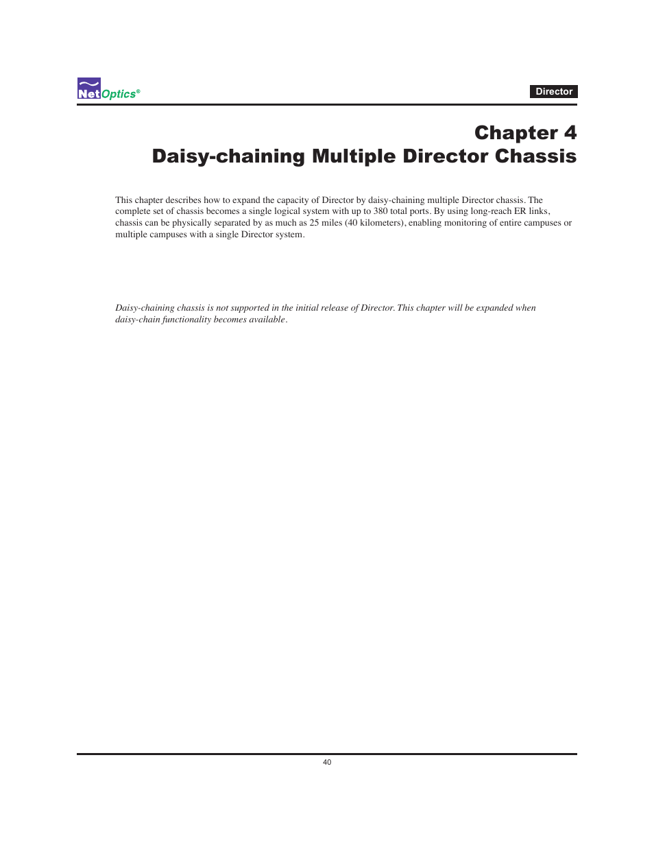 Chapter 4 daisy-chaining multiple director chassis | Net Optics Director User Manual | Page 44 / 59