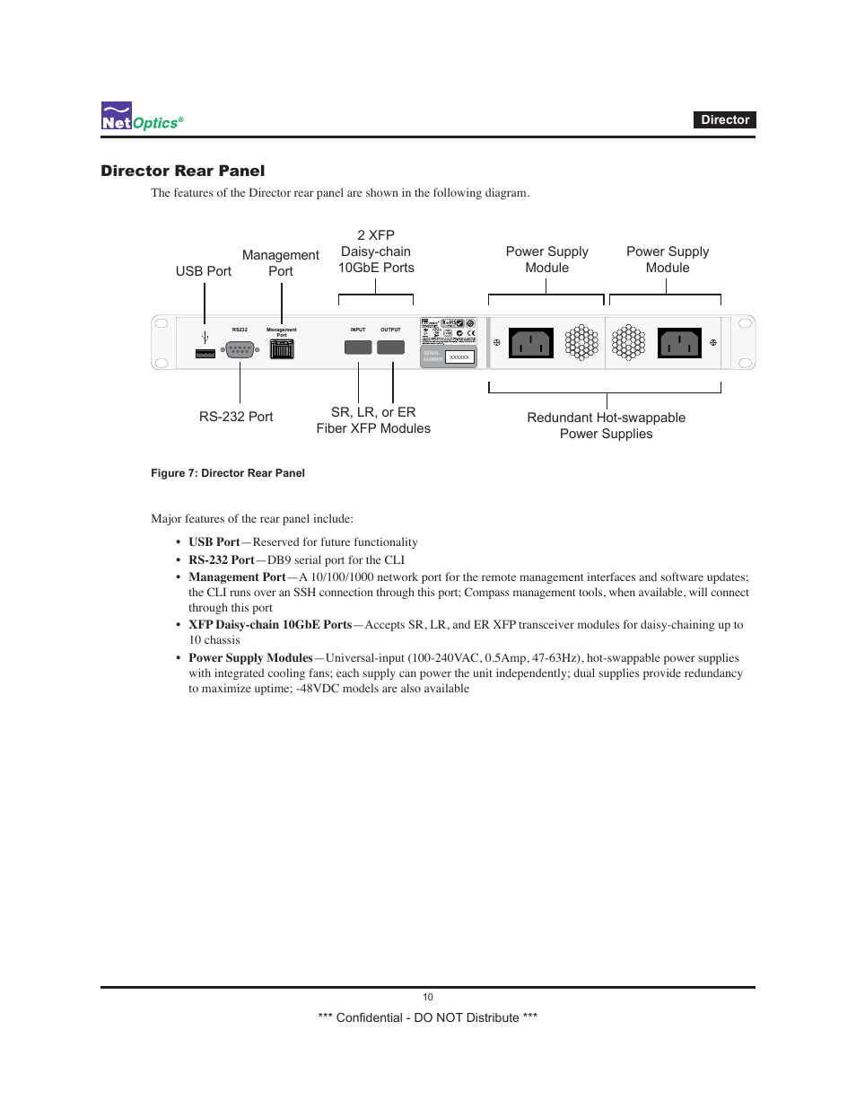 Director rear panel | Net Optics Smart Filtering none User Manual | Page 14 / 57