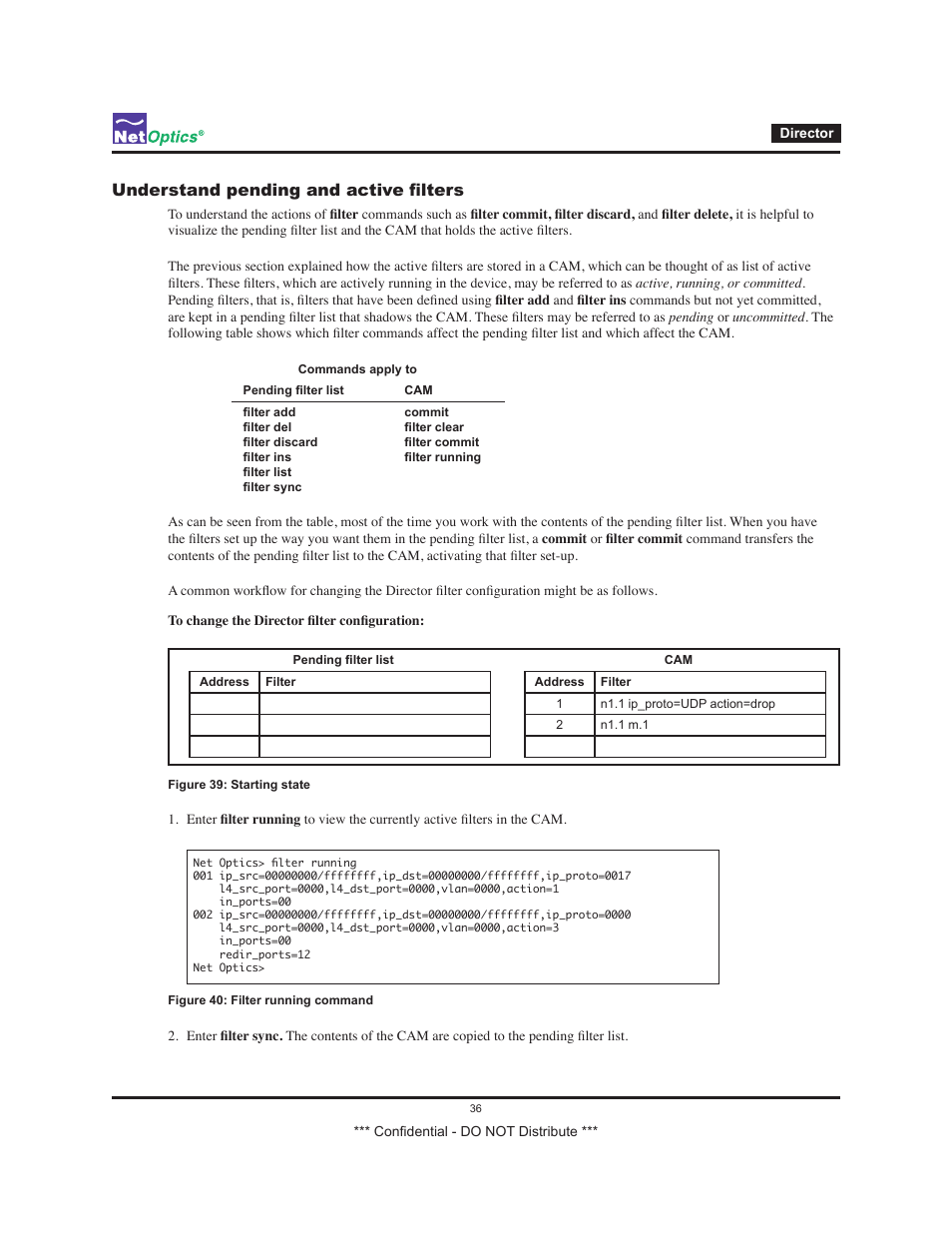 Understand pending and active filters | Net Optics Smart Filtering none User Manual | Page 40 / 57