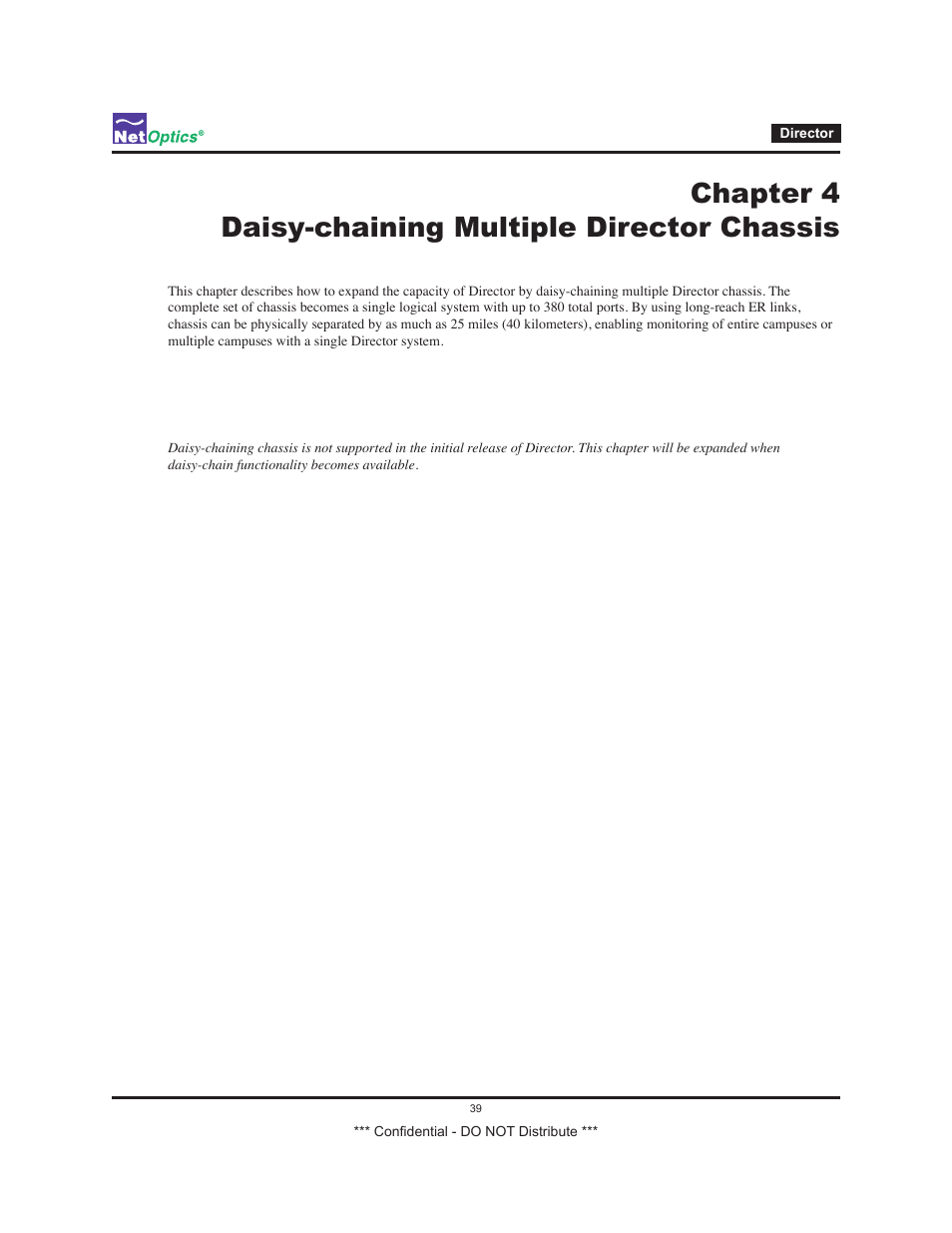 Chapter 4 daisy-chaining multiple director chassis | Net Optics Smart Filtering none User Manual | Page 43 / 57
