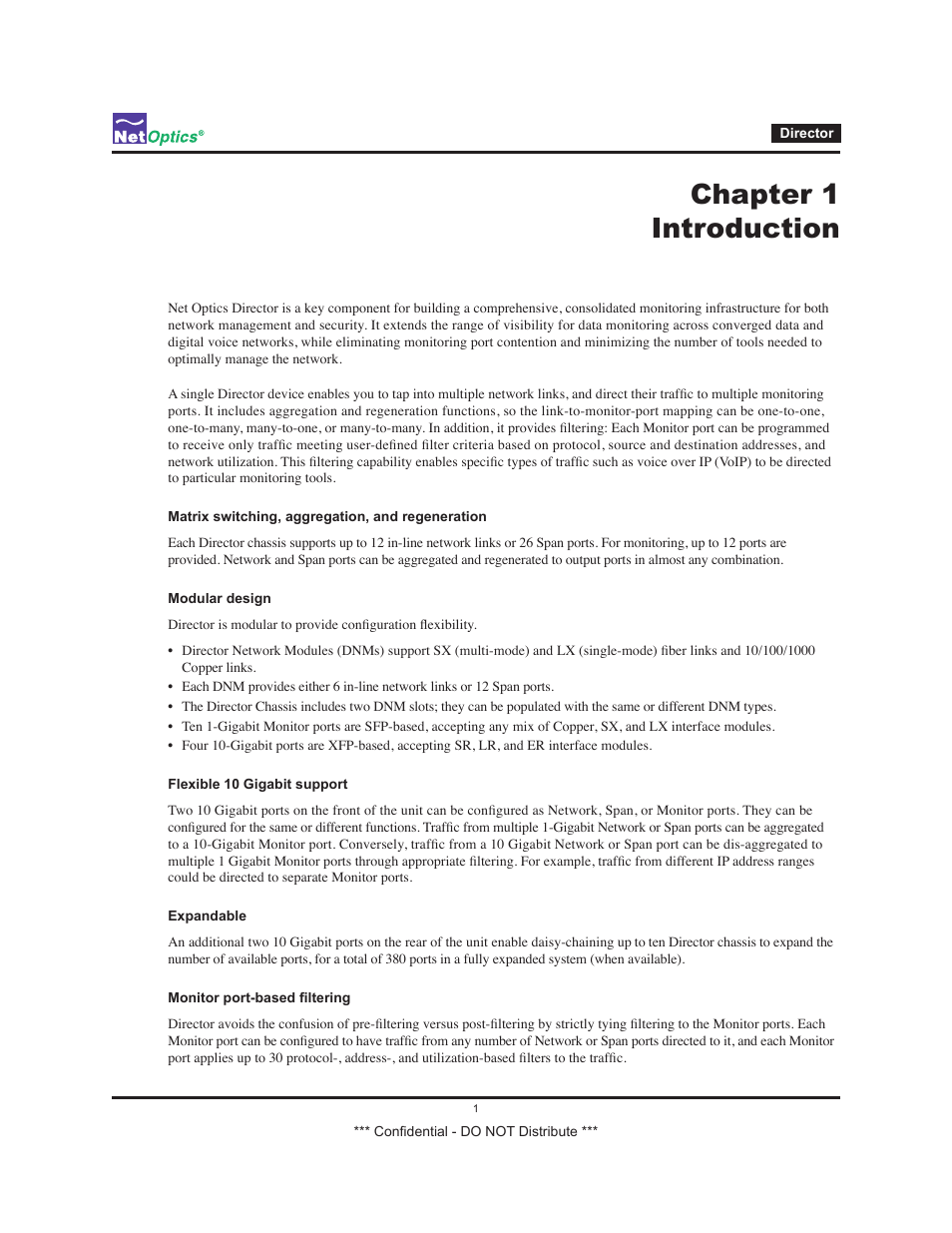 Chapter 1 introduction | Net Optics Smart Filtering none User Manual | Page 5 / 57