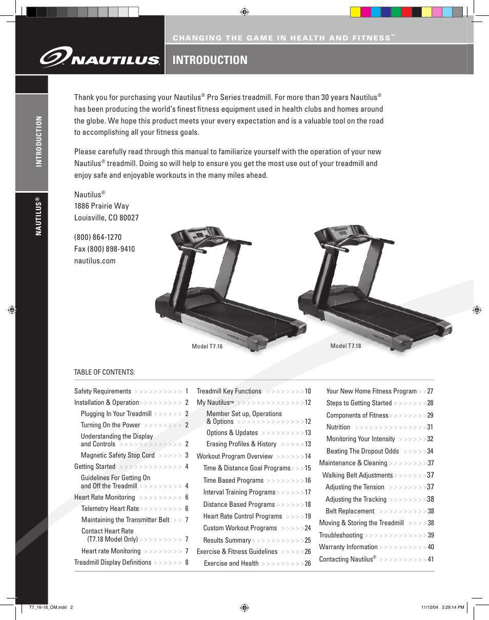 Introduction | Nautilus T7.16 User Manual | Page 2 / 44