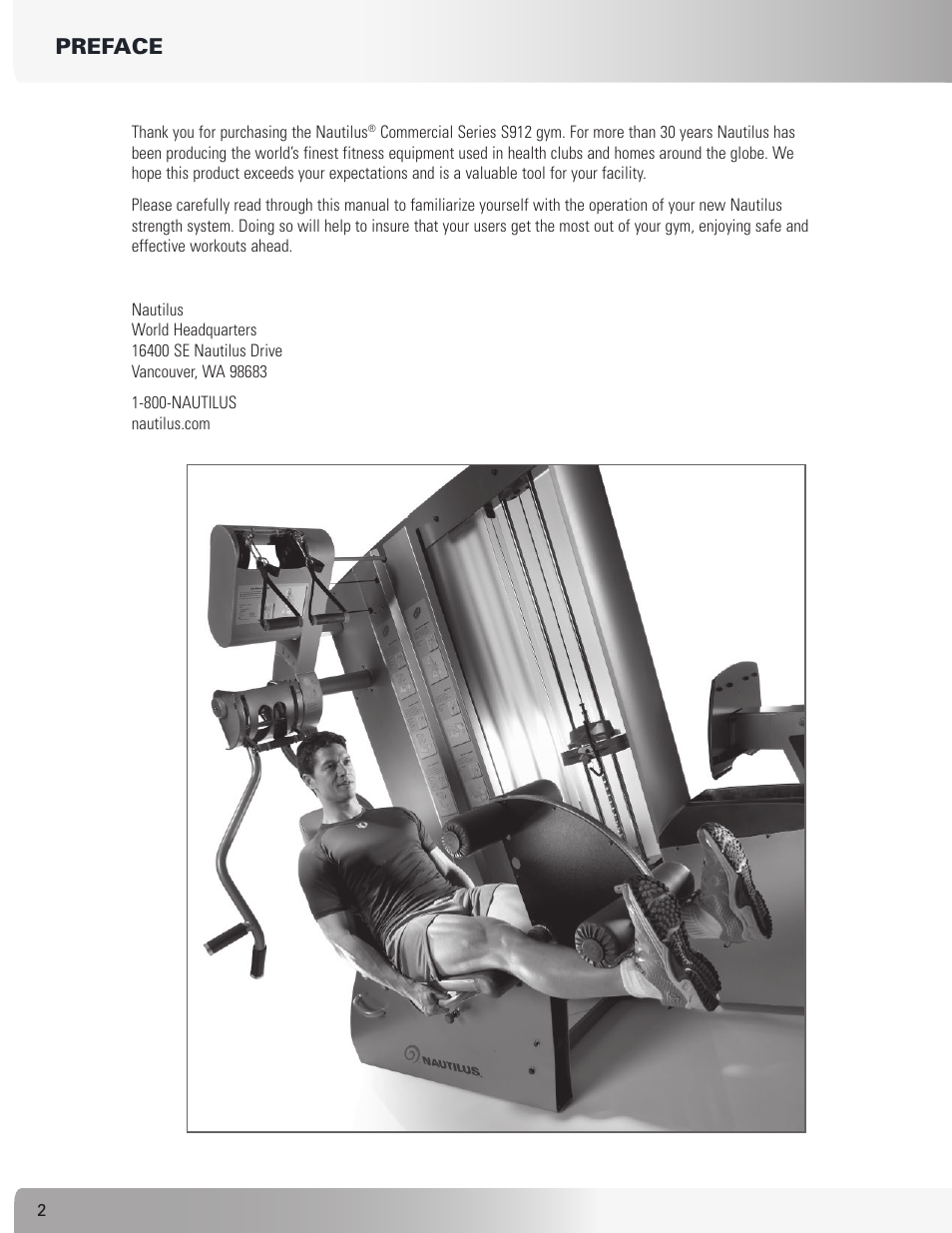Preface | Nautilus S912 User Manual | Page 2 / 34