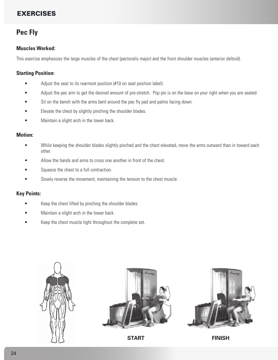 Pec fly, Exercises | Nautilus S912 User Manual | Page 24 / 34