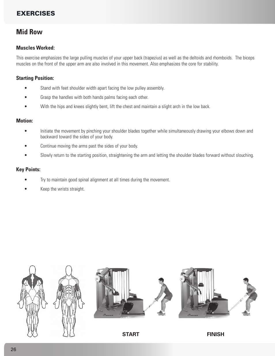 Mid row | Nautilus S912 User Manual | Page 26 / 34
