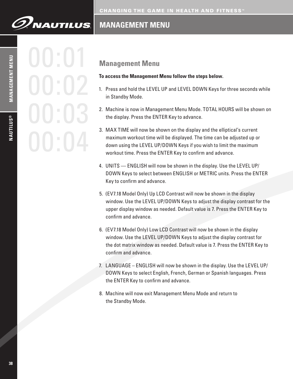 Nautilus EV7.18 User Manual | Page 40 / 44