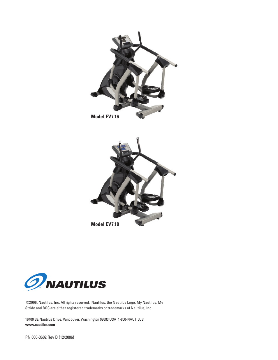 Nautilus EV7.18 User Manual | Page 44 / 44