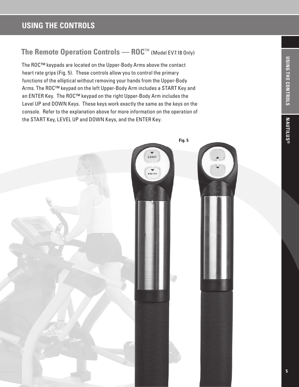 Using the controls, The remote operation controls — roc | Nautilus EV7.18 User Manual | Page 7 / 44