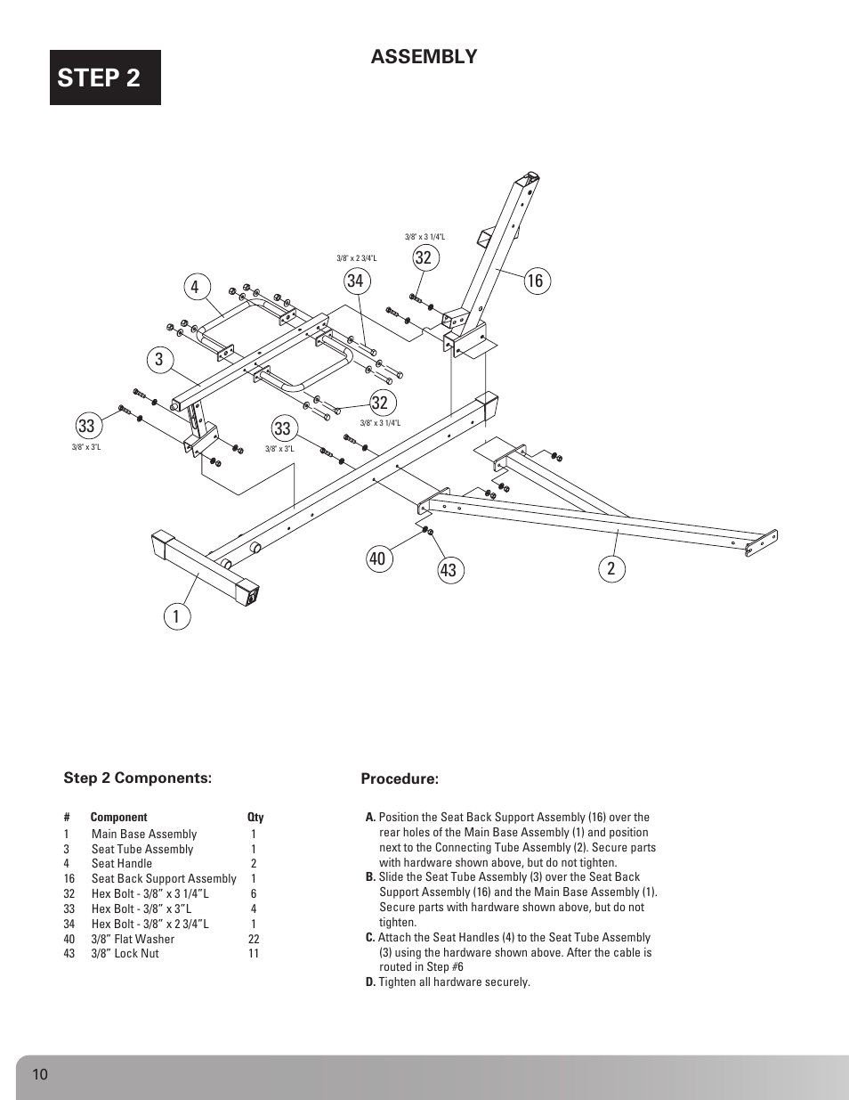 Step 2, Assembly | Nautilus BE STRONG NS 75X User Manual | Page 10 / 17