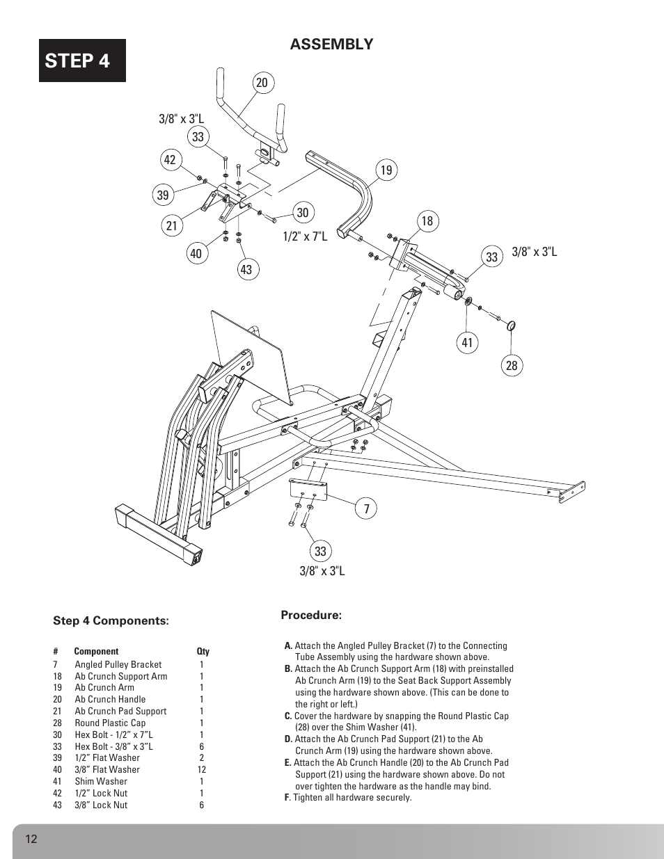 Step 4, Assembly | Nautilus BE STRONG NS 75X User Manual | Page 12 / 17