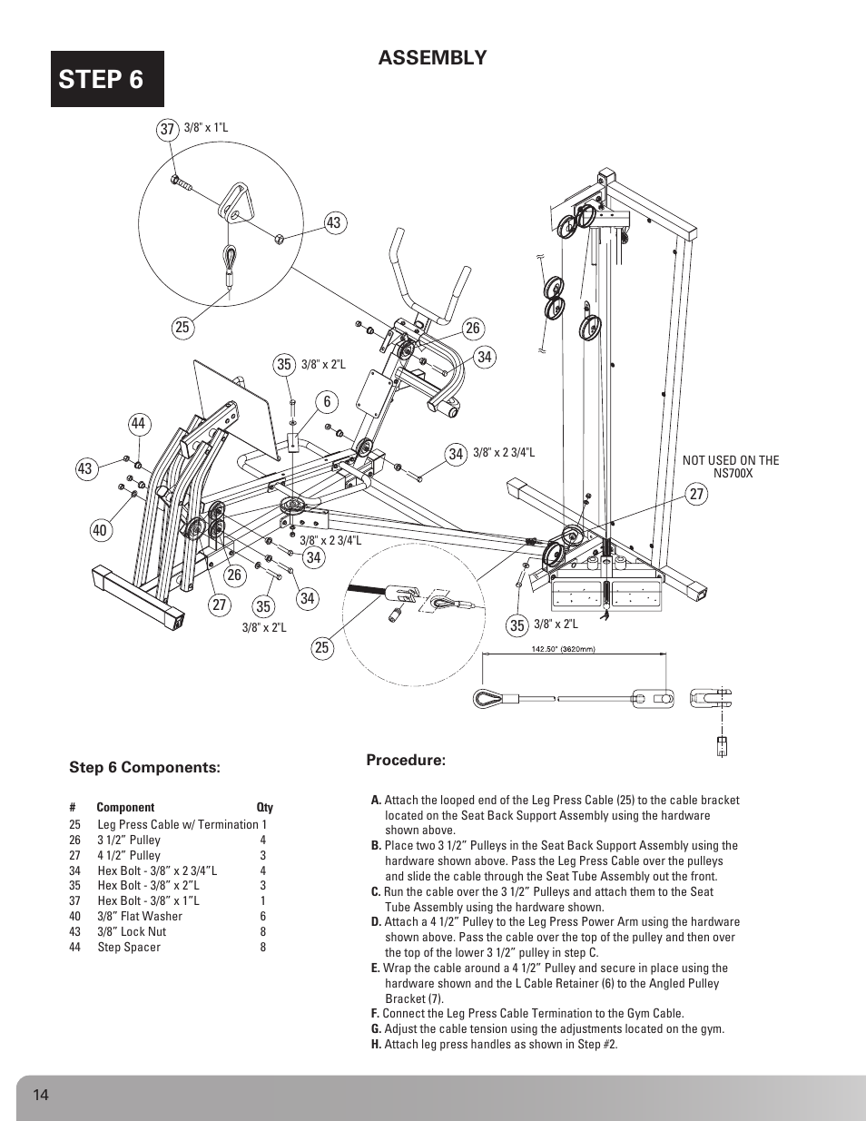 Step 6, Assembly | Nautilus BE STRONG NS 75X User Manual | Page 14 / 17