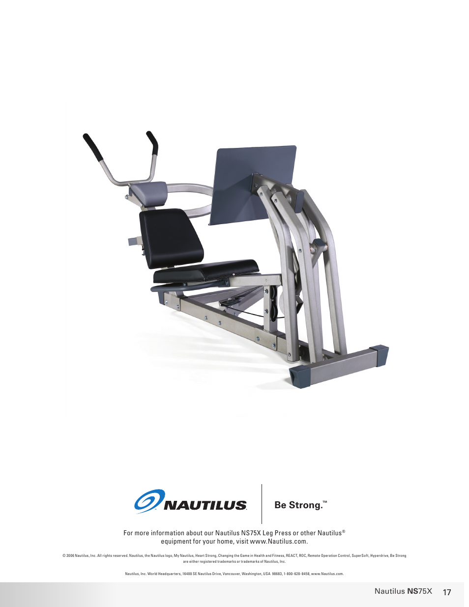 Be strong | Nautilus BE STRONG NS 75X User Manual | Page 17 / 17