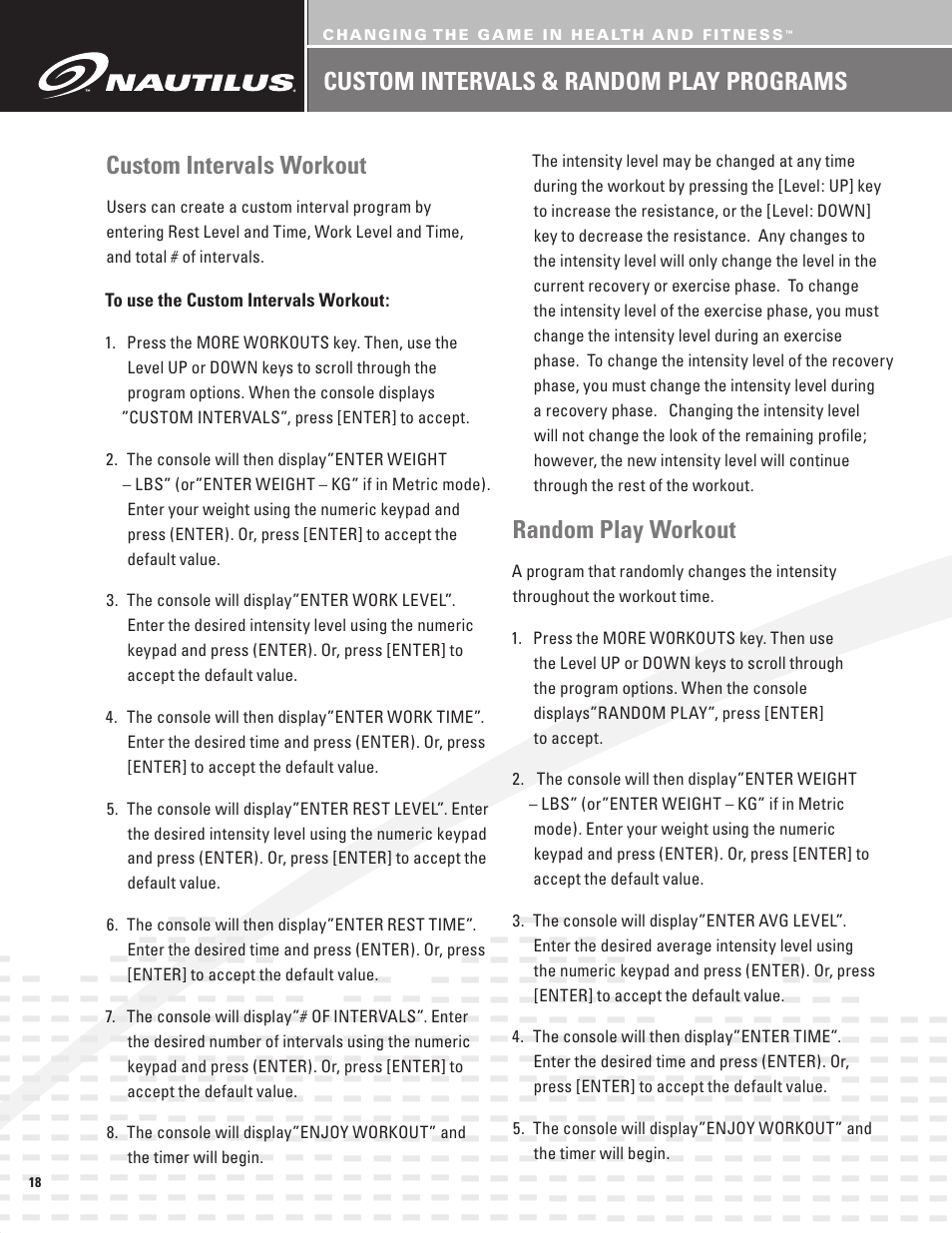 Nautilus BE STRONG EV916 User Manual | Page 20 / 41