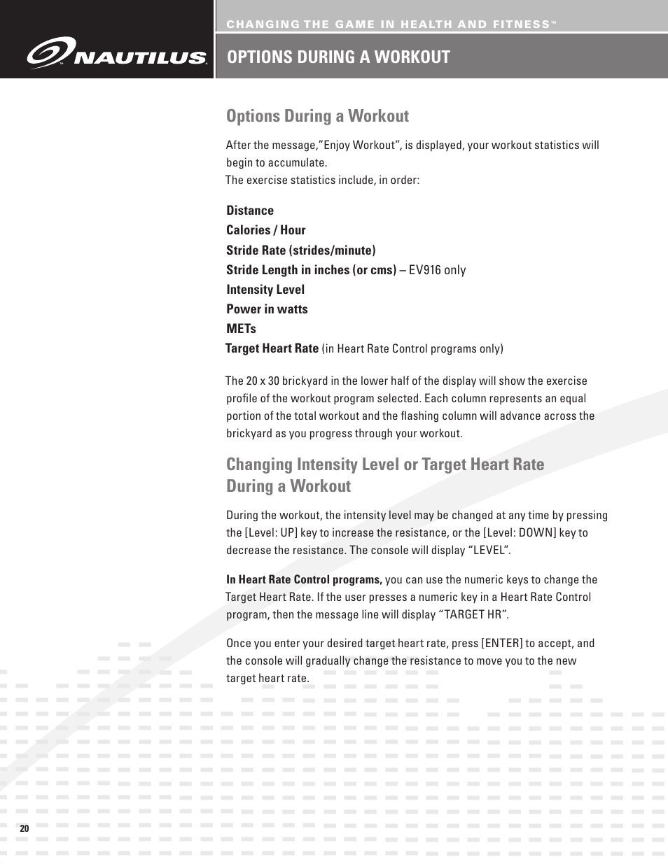 Nautilus BE STRONG EV916 User Manual | Page 22 / 41