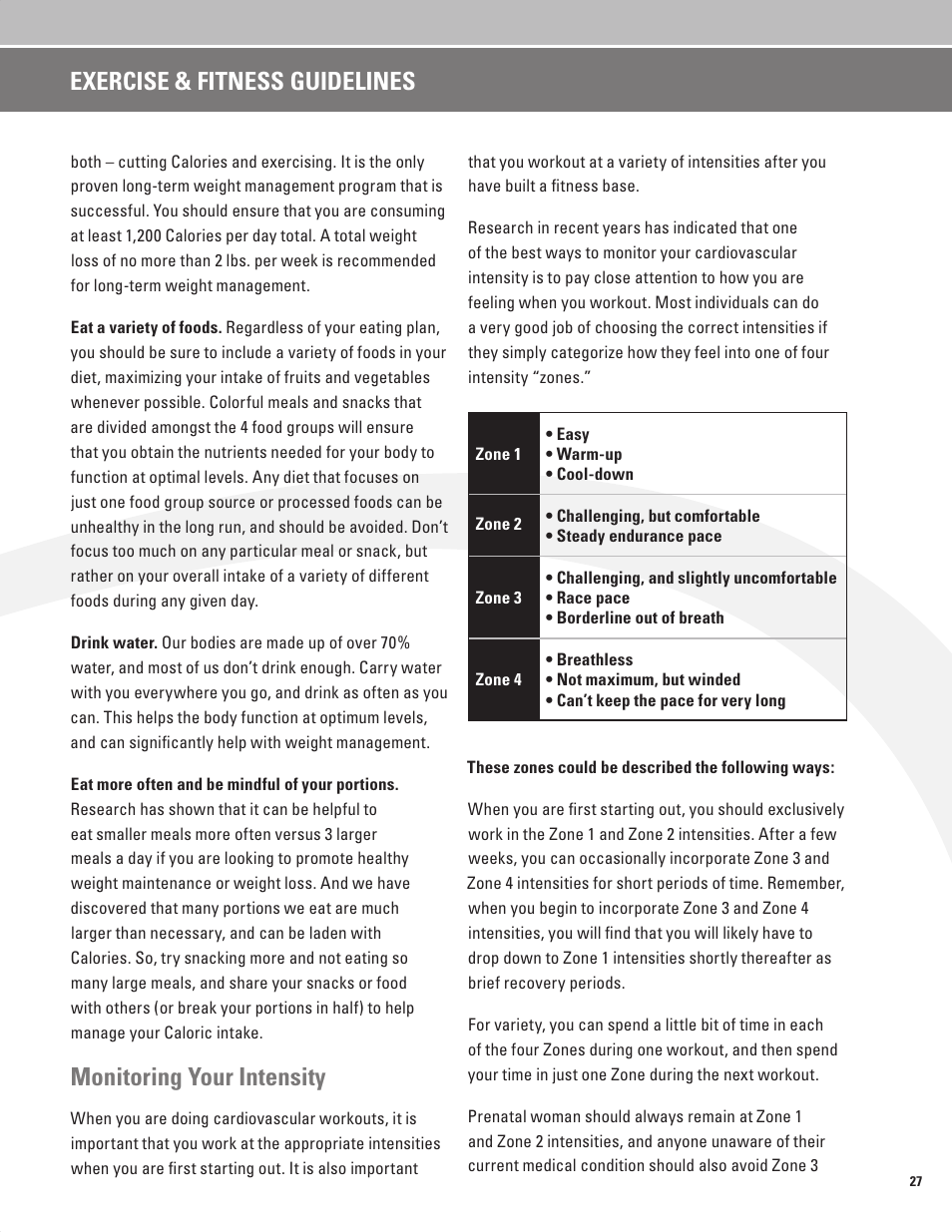 Monitoring your intensity, Exercise & fitness guidelines | Nautilus BE STRONG EV916 User Manual | Page 29 / 41
