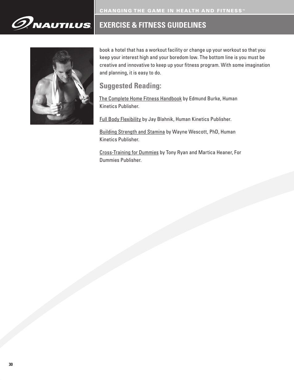 Suggested reading, Exercise & fitness guidelines | Nautilus BE STRONG EV916 User Manual | Page 32 / 41