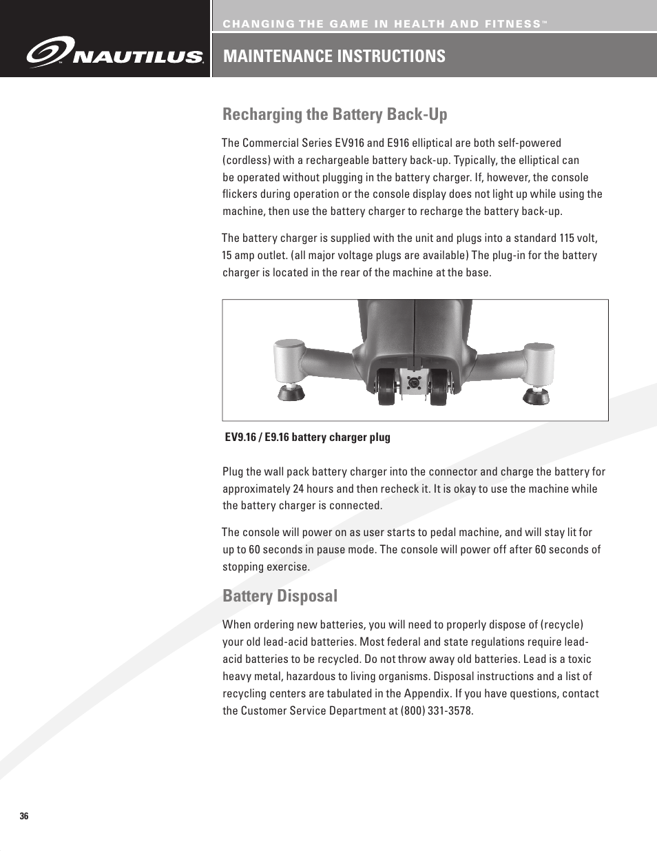 Battery disposal | Nautilus BE STRONG EV916 User Manual | Page 38 / 41