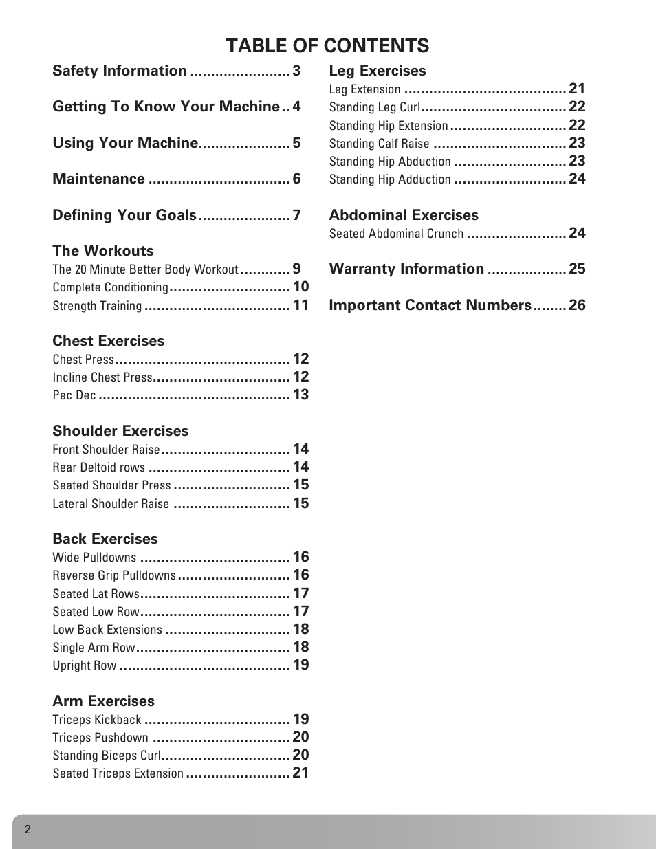 Nautilus NS 200X User Manual | Page 2 / 27