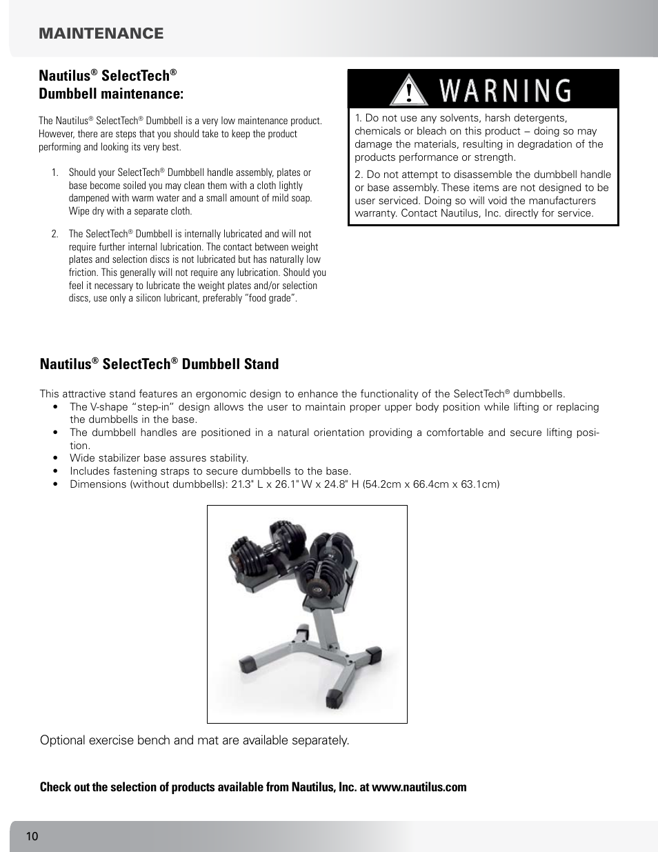 Immediate action required | Nautilus SELECTTECH 552 User Manual | Page 10 / 40