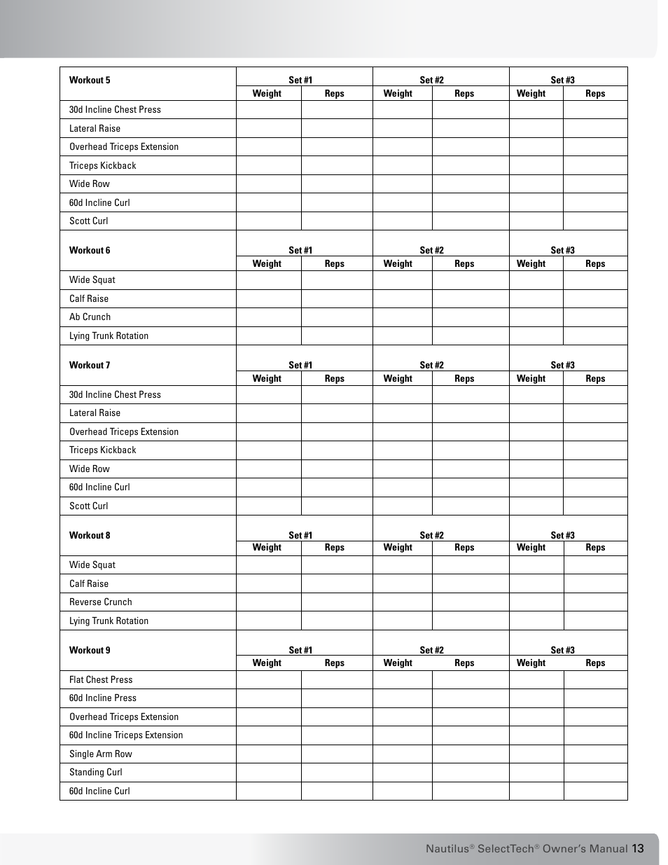 Nautilus SELECTTECH 552 User Manual | Page 13 / 40
