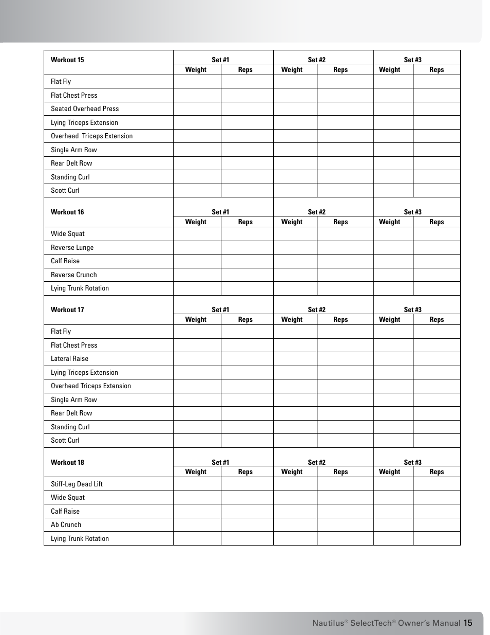 Nautilus SELECTTECH 552 User Manual | Page 15 / 40