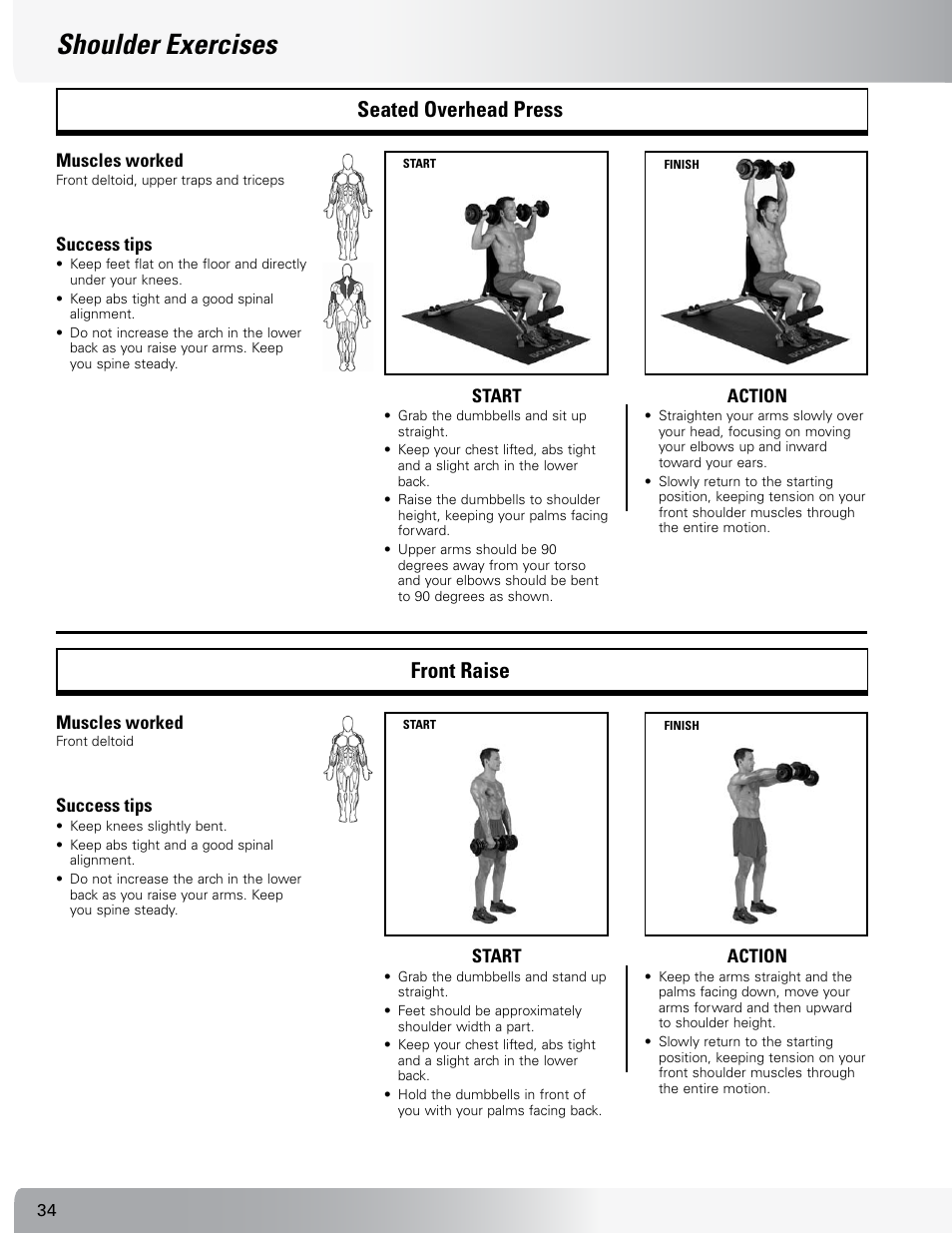 Shoulder exercises, Seated overhead press front raise | Nautilus SELECTTECH 552 User Manual | Page 34 / 40