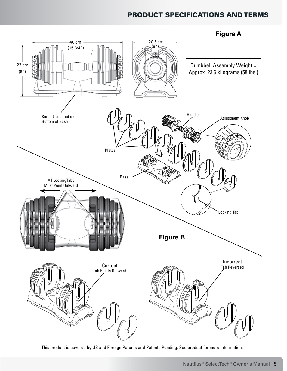 Product specifications and terms, Figure b, Figure a | Nautilus SELECTTECH 552 User Manual | Page 5 / 40