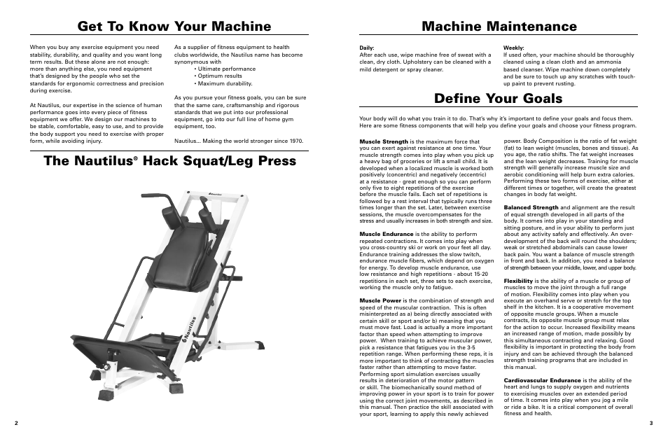 The nautilus, Define your goals | Nautilus NT-1230 User Manual | Page 3 / 5