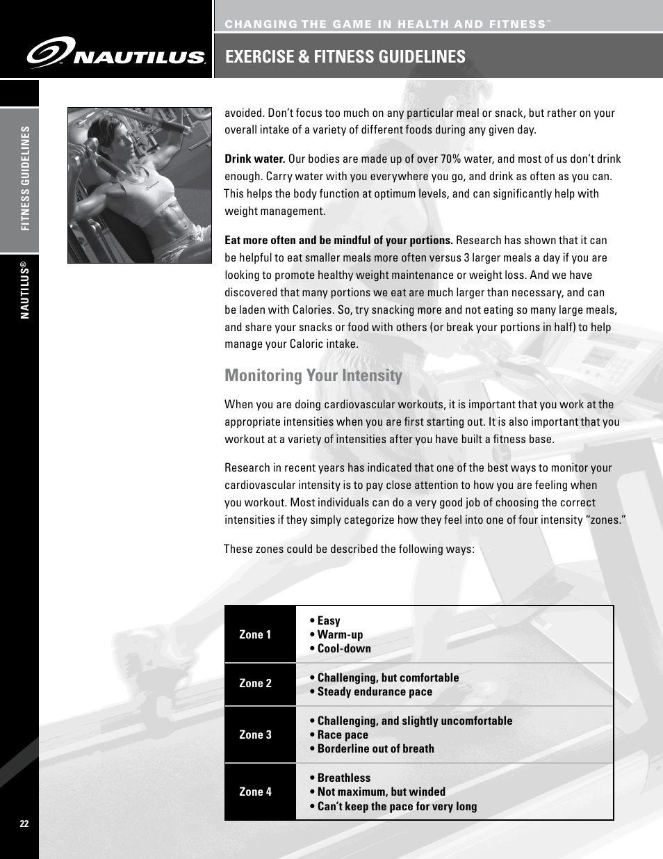 Monitoring your intensity, Exercise & fitness guidelines | Nautilus PRO SERIES TREADMILLS T7.14 User Manual | Page 24 / 34