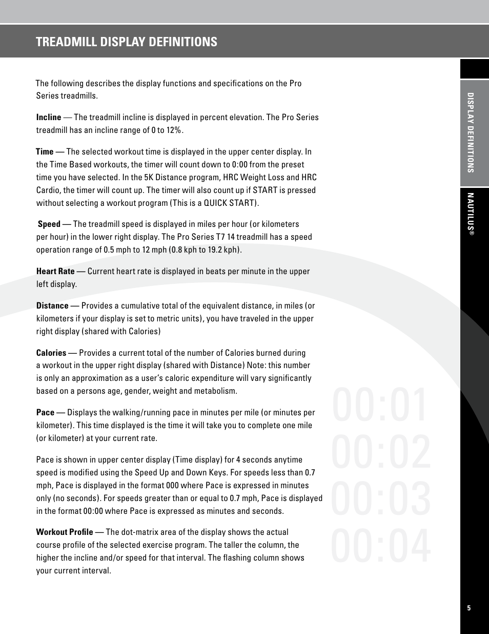 Nautilus PRO SERIES TREADMILLS T7.14 User Manual | Page 7 / 34