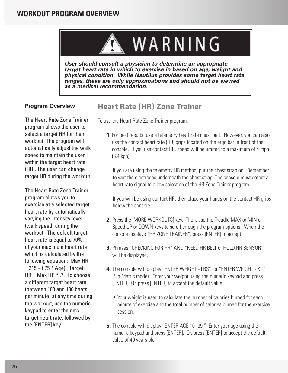 Nautilus TREADCLIMBER TC916 User Manual | Page 26 / 62