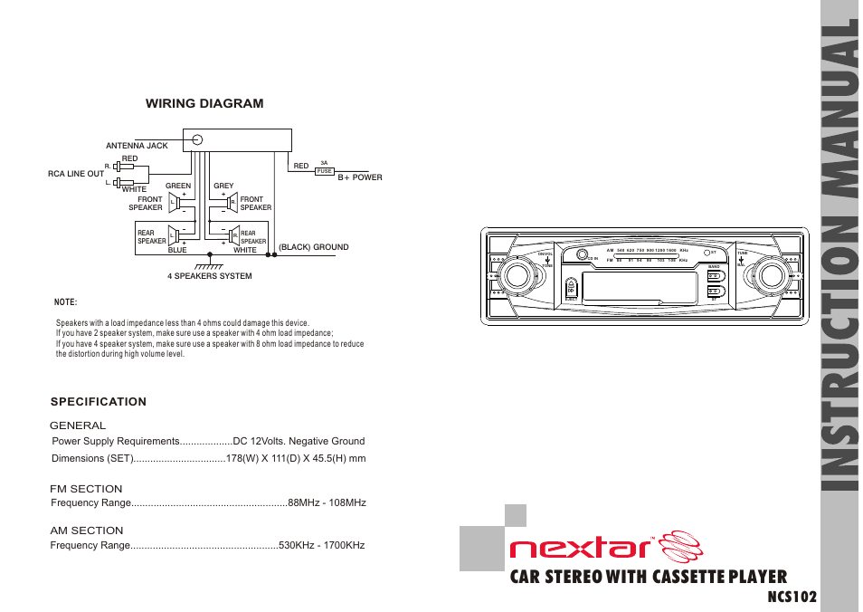 Nextar NCS102 User Manual | 2 pages