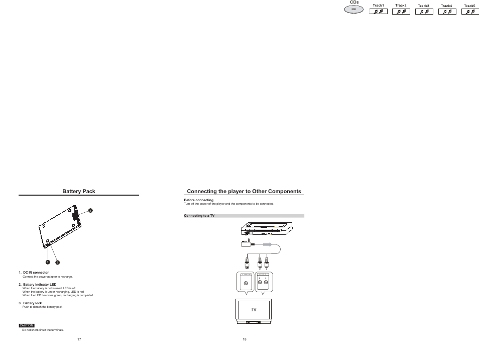 P10.ai, Battery pack, Connecting the player to other components | Nextar MP907 User Manual | Page 10 / 19