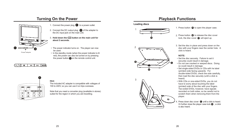 P14.ai, Turning on the power, Playback functions | Nextar MP907 User Manual | Page 14 / 19