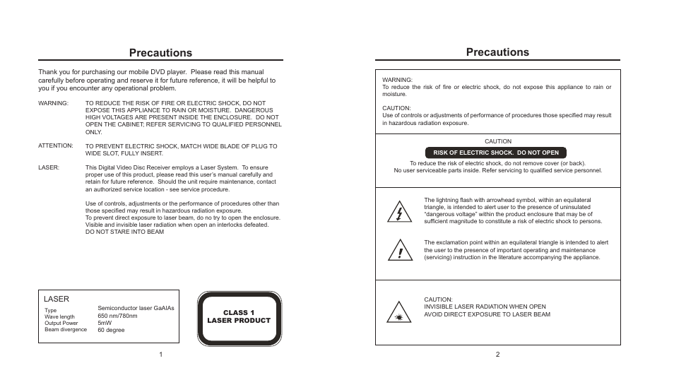 P2.ai, Precautions | Nextar MP907 User Manual | Page 2 / 19