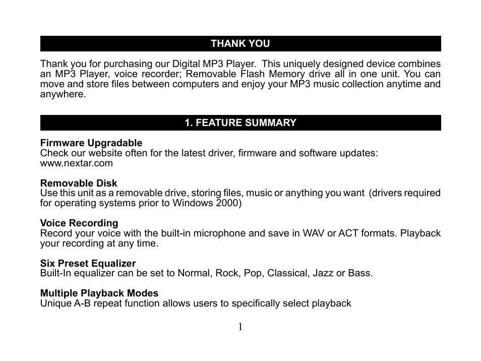 Nextar MA110 User Manual | Page 3 / 25