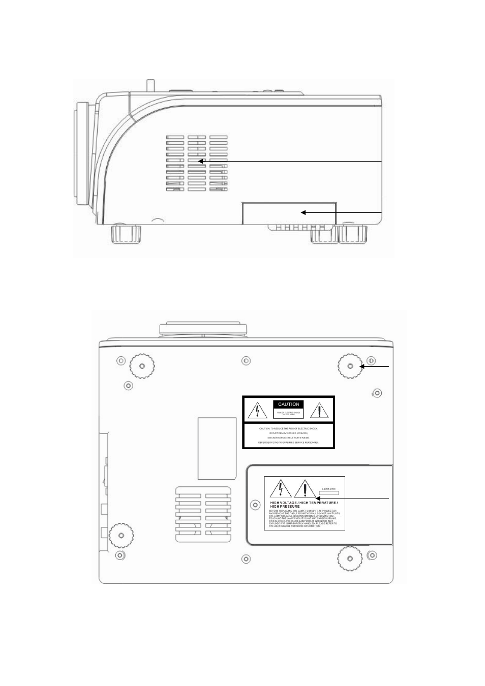 Right side view, Lower / bottom view | Nextar XPJ User Manual | Page 8 / 25