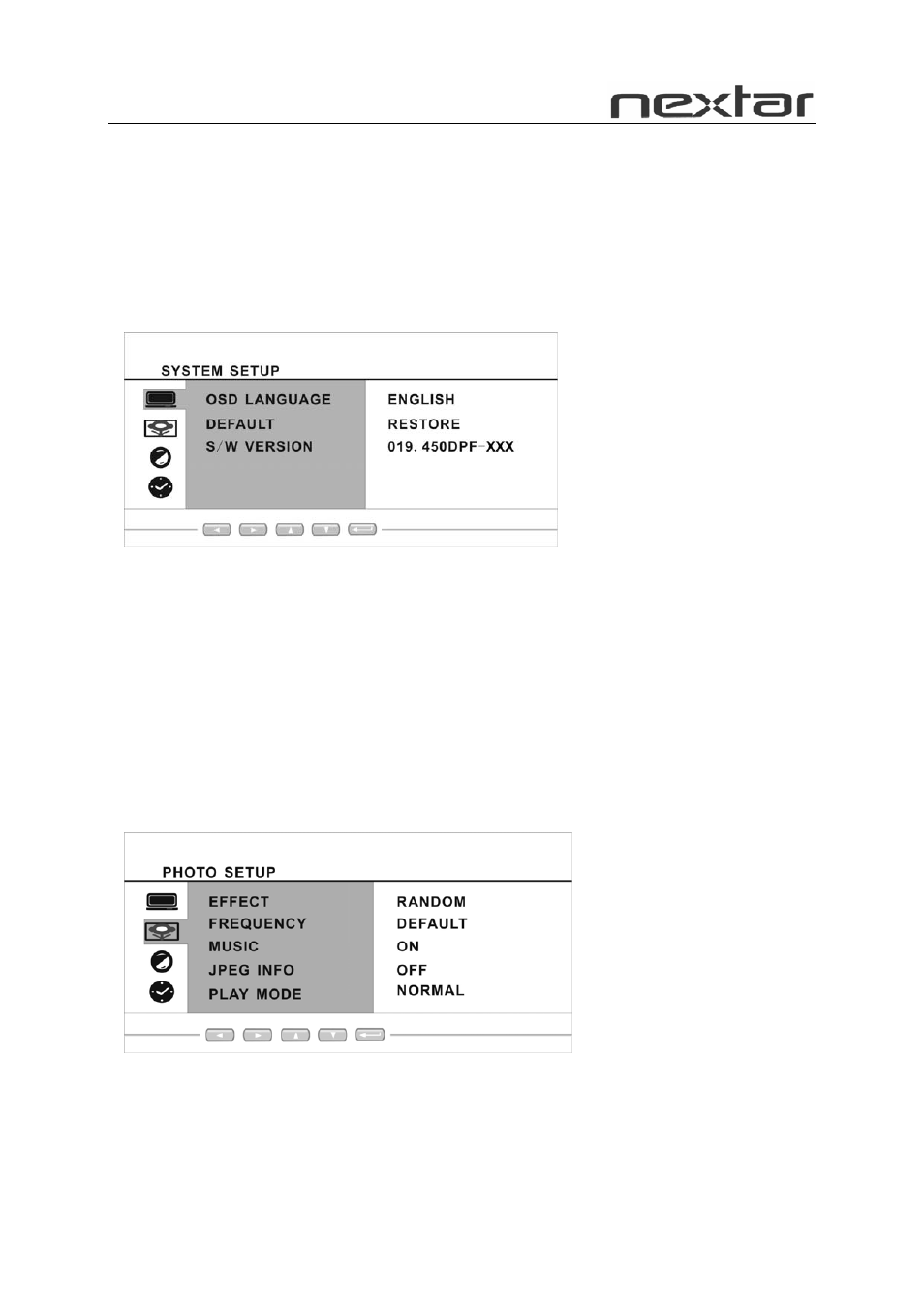 Operation, Photo setup | Nextar N7W-1BE User Manual | Page 12 / 16