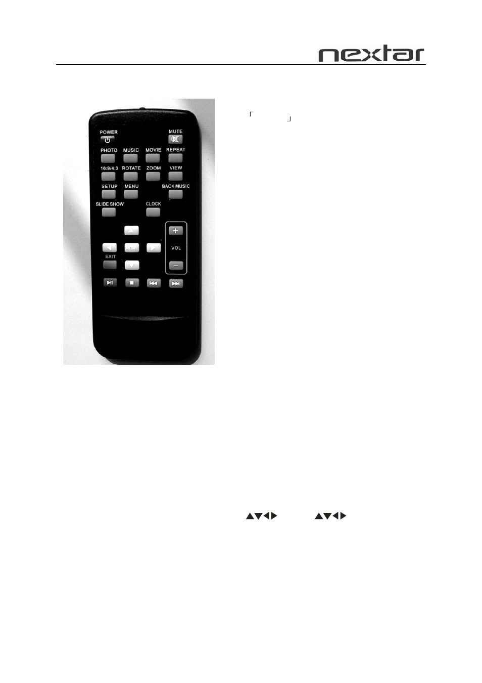 Remote control | Nextar N7W-1BE User Manual | Page 7 / 16