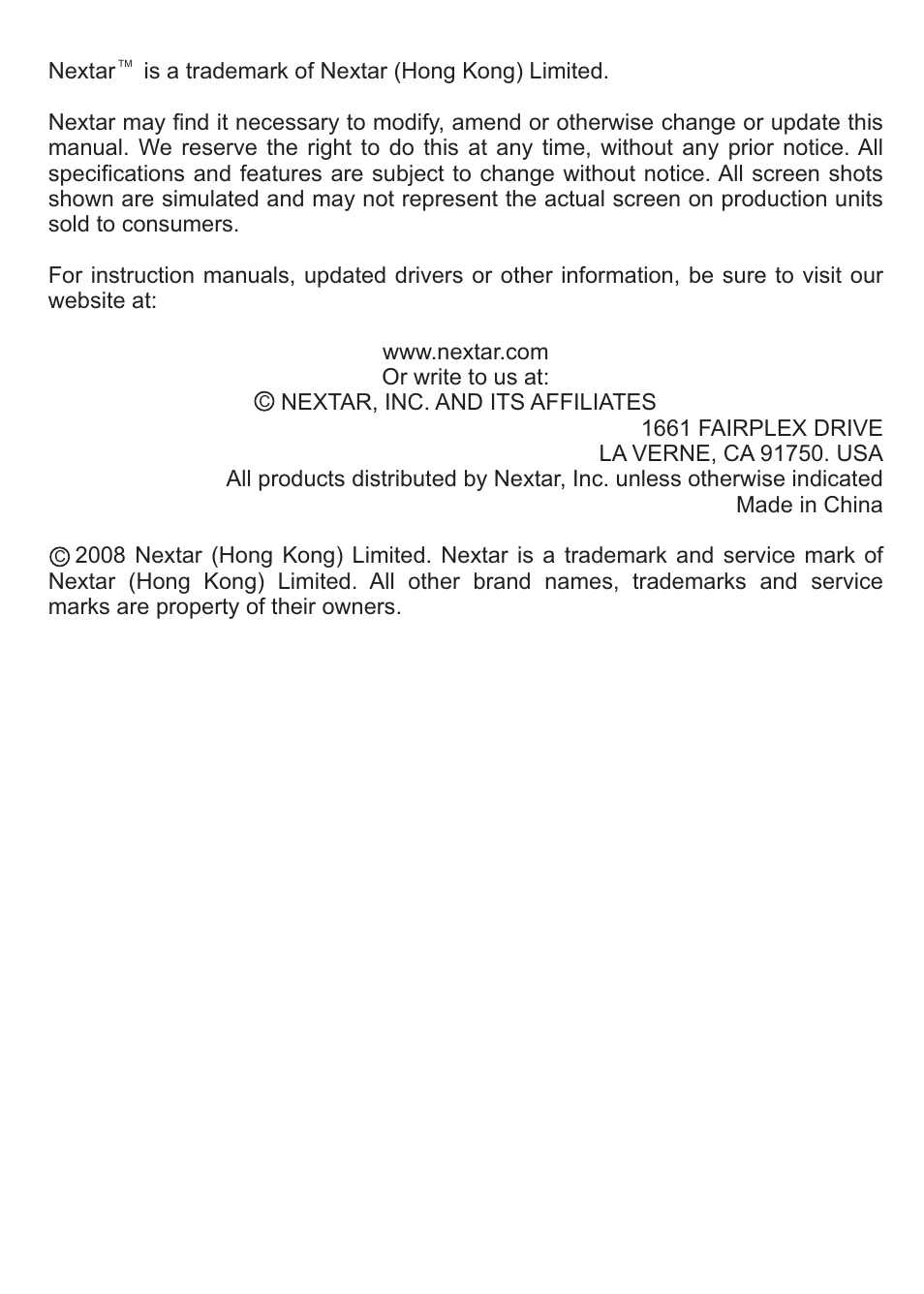 页 10 | Nextar NXBT-001 User Manual | Page 10 / 10