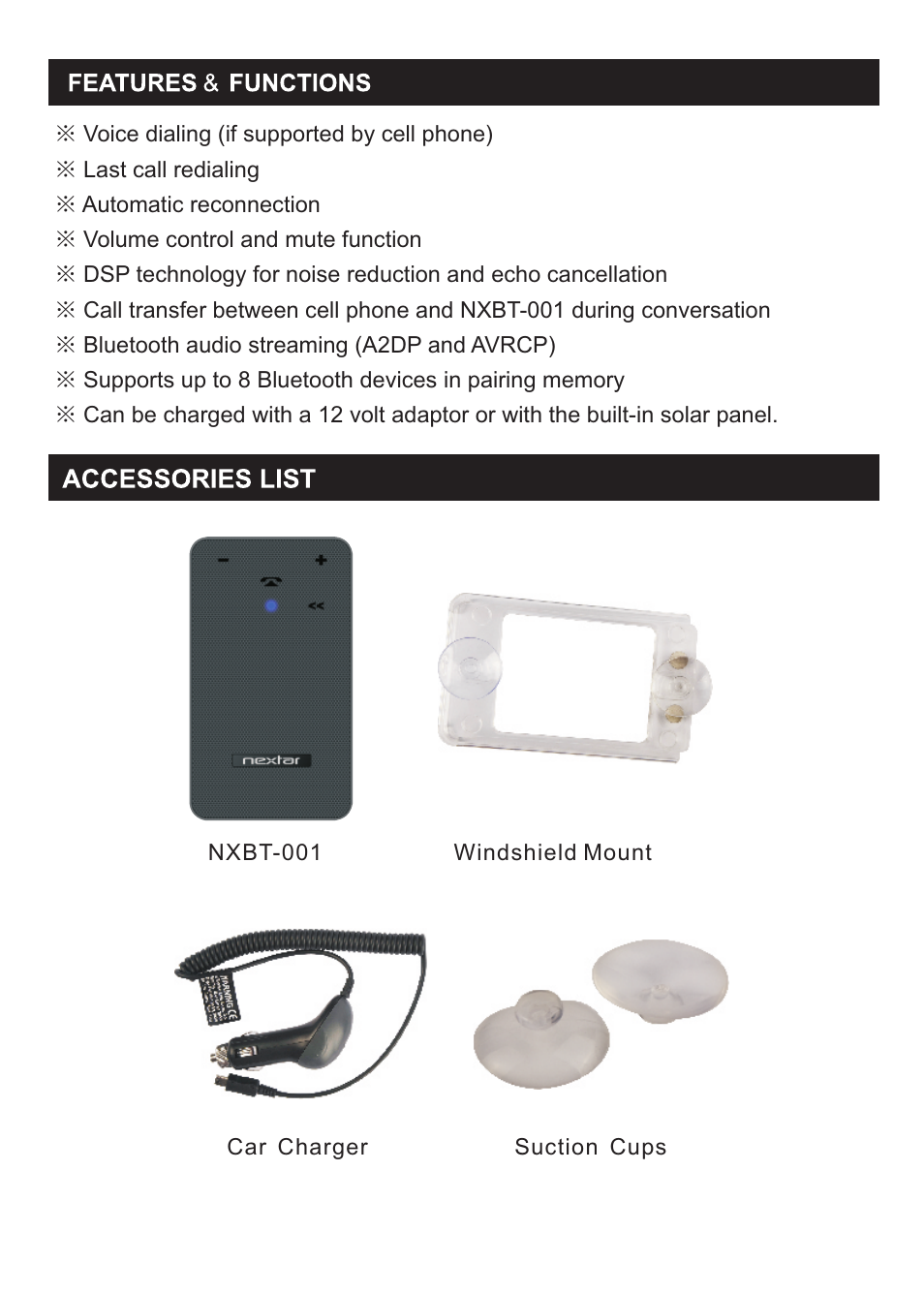 Nextar NXBT-001 User Manual | Page 2 / 10