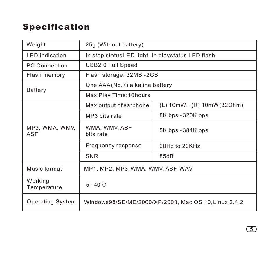 Т³гж 6, Specification | Nextar MA933ASC User Manual | Page 6 / 6